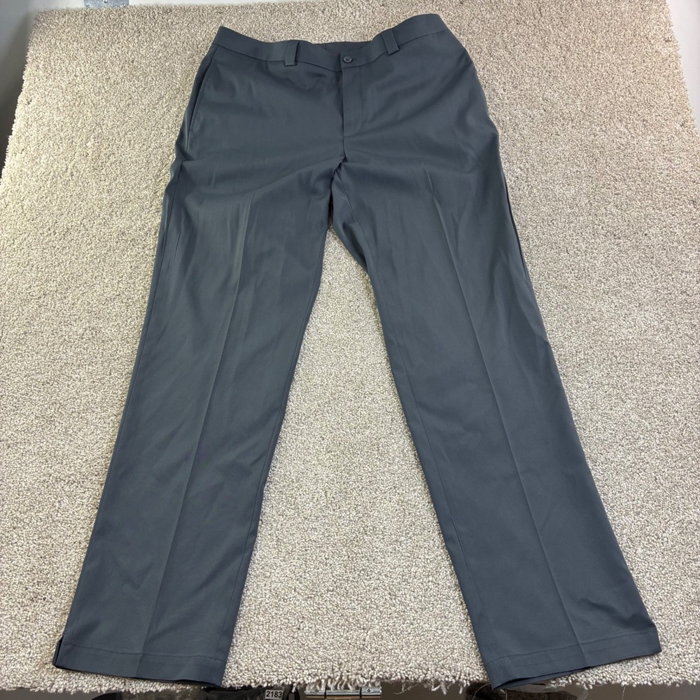 Slazenger Mens Golf Pants Charcoal Blue‎ Gray Flat Front Straight Leg W36 L34